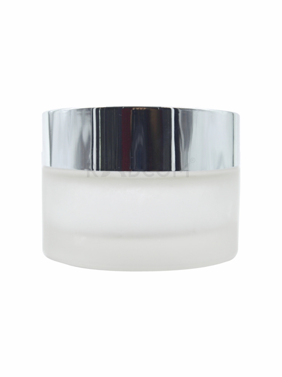 15Gm Glass Jar - Frosted-With Plastic Silver Cap With Inner Lid